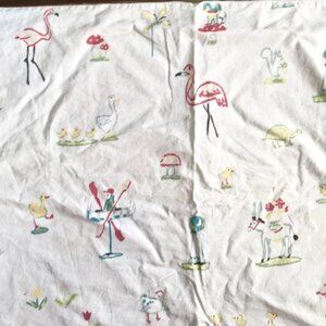 Garnet Hill Pillowcase Animals Watercolor print 100% cotton Vintage Kids Child
